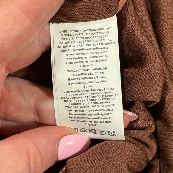 Collective The Label Brown Velvet Ruched Long Sleeve Dress SZ 10 NWT - Picture 5 of 5